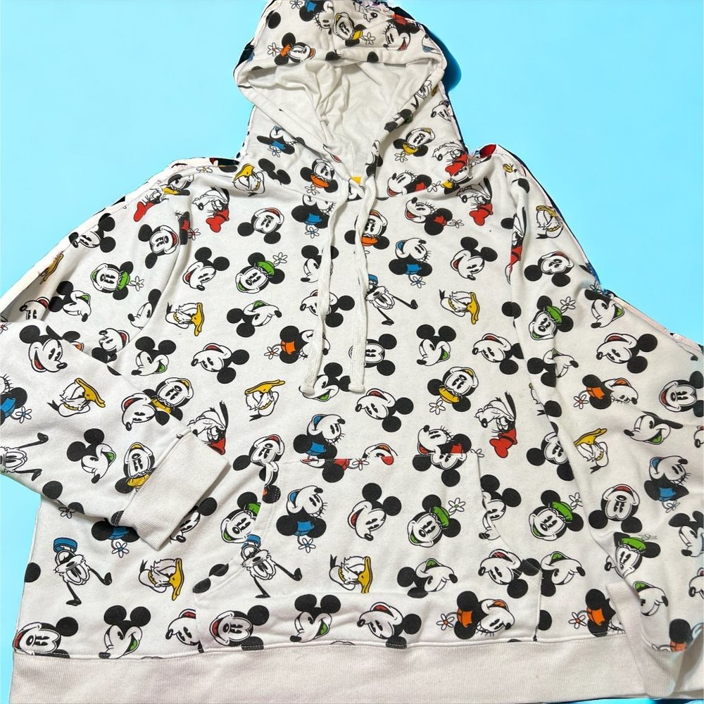 Disney Parks Mickey And Friends Pullover Hoodie Faces Pluto Donald Size 2X